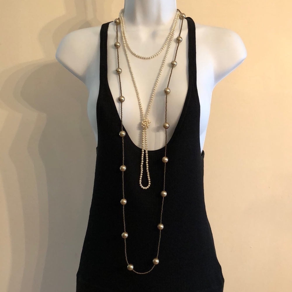 Layered Gold Pearl Necklace Set - Women Jewelry Necklaces